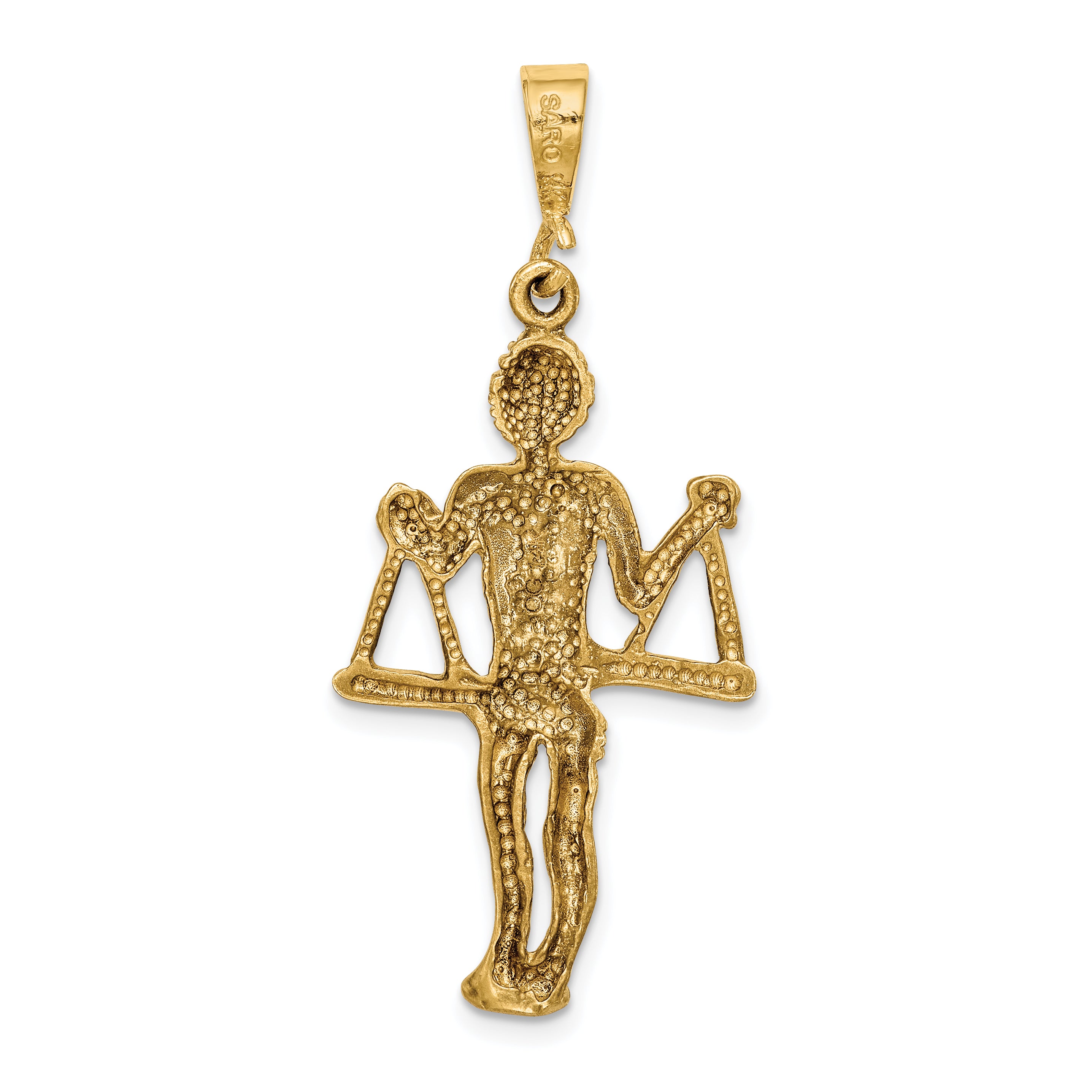 14K Gold Satin Diamond-Cut Libra Zodiac Charm – Elegant, Themed Design