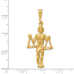 14K Gold Satin Diamond-Cut Libra Zodiac Charm – Elegant, Themed Design