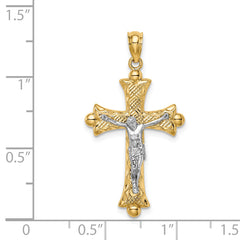 14K Two-Tone Florentine Crucifix