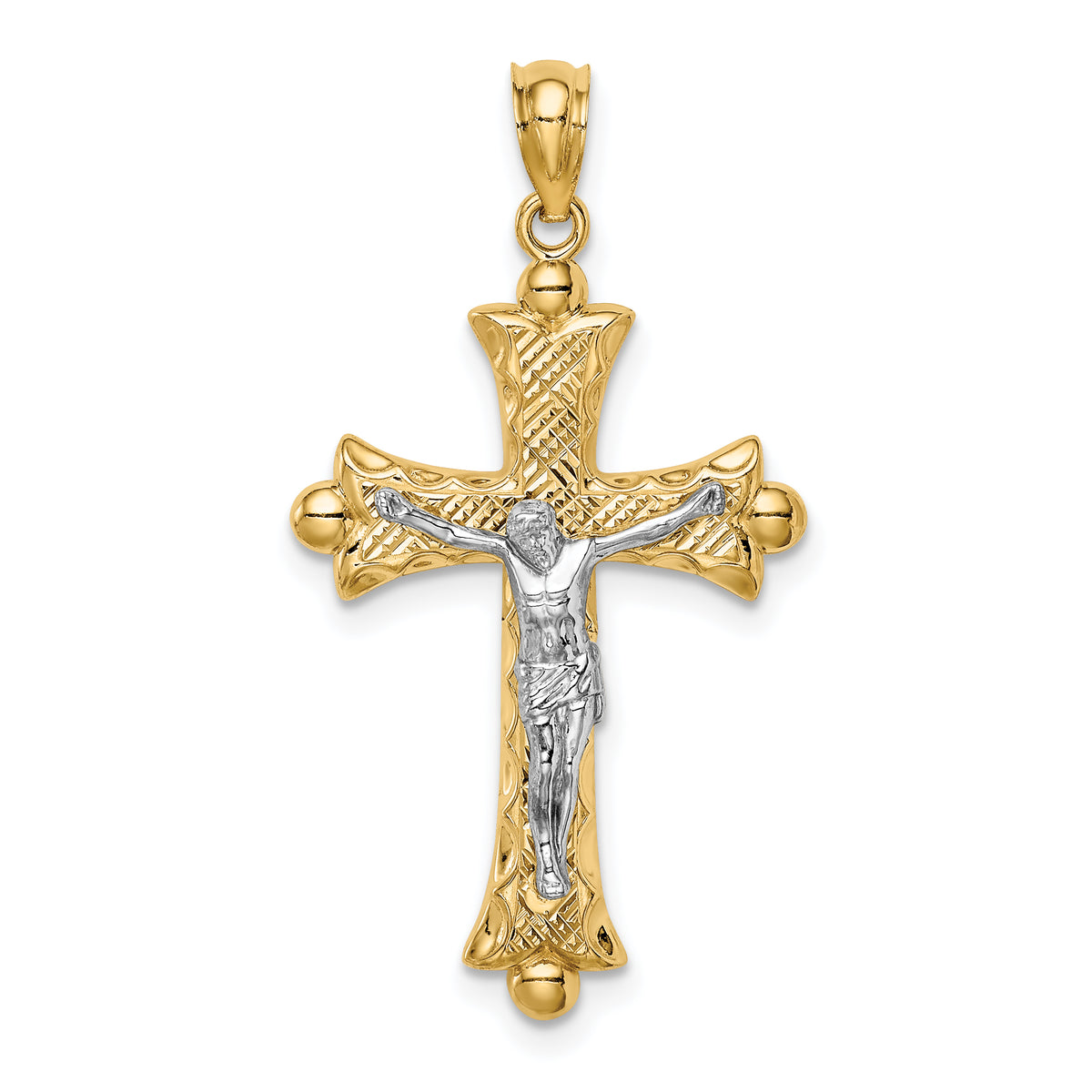 14K Two-Tone Florentine Crucifix