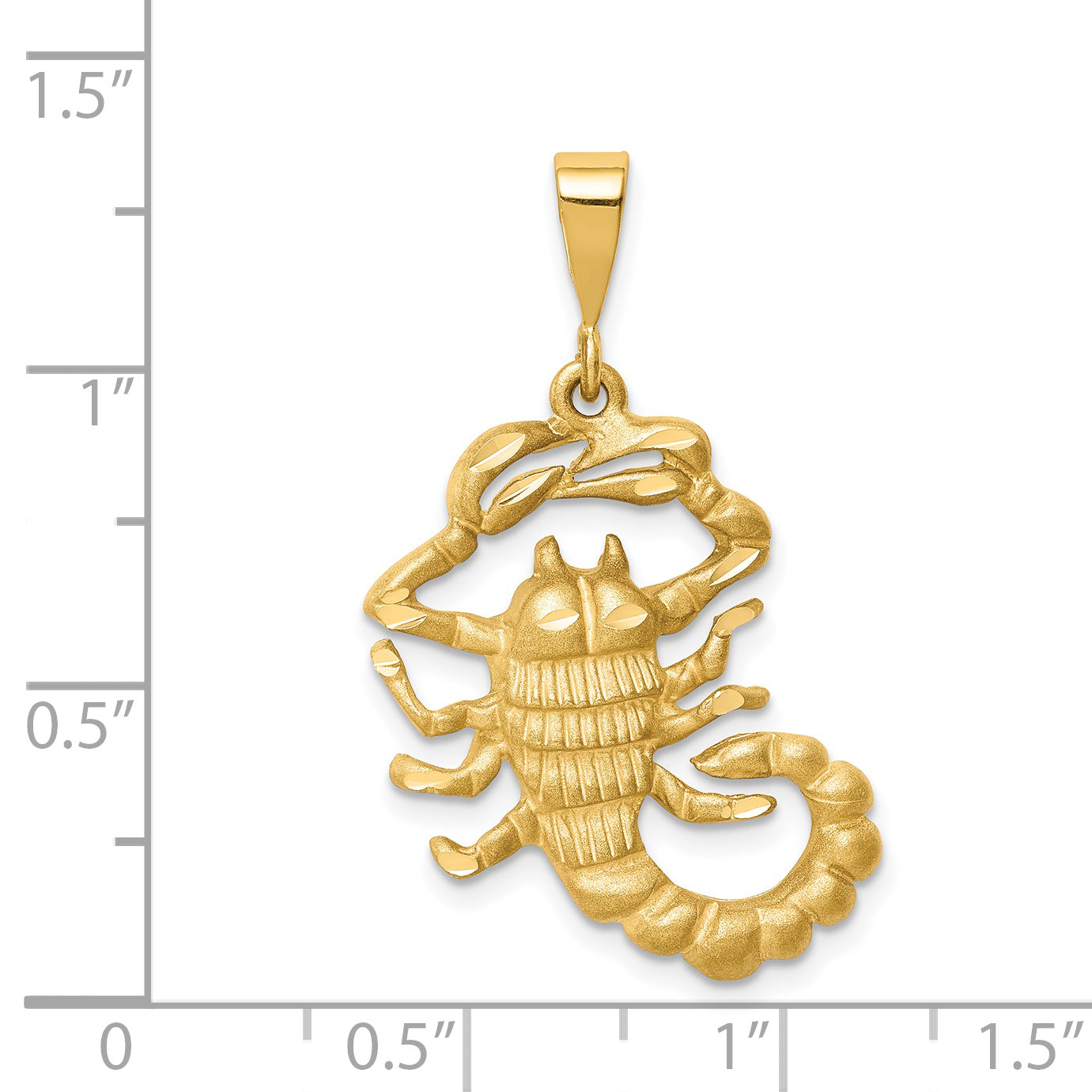 14K Gold Satin Diamond-Cut Scorpio Zodiac Charm - Elegant Themed Pendant