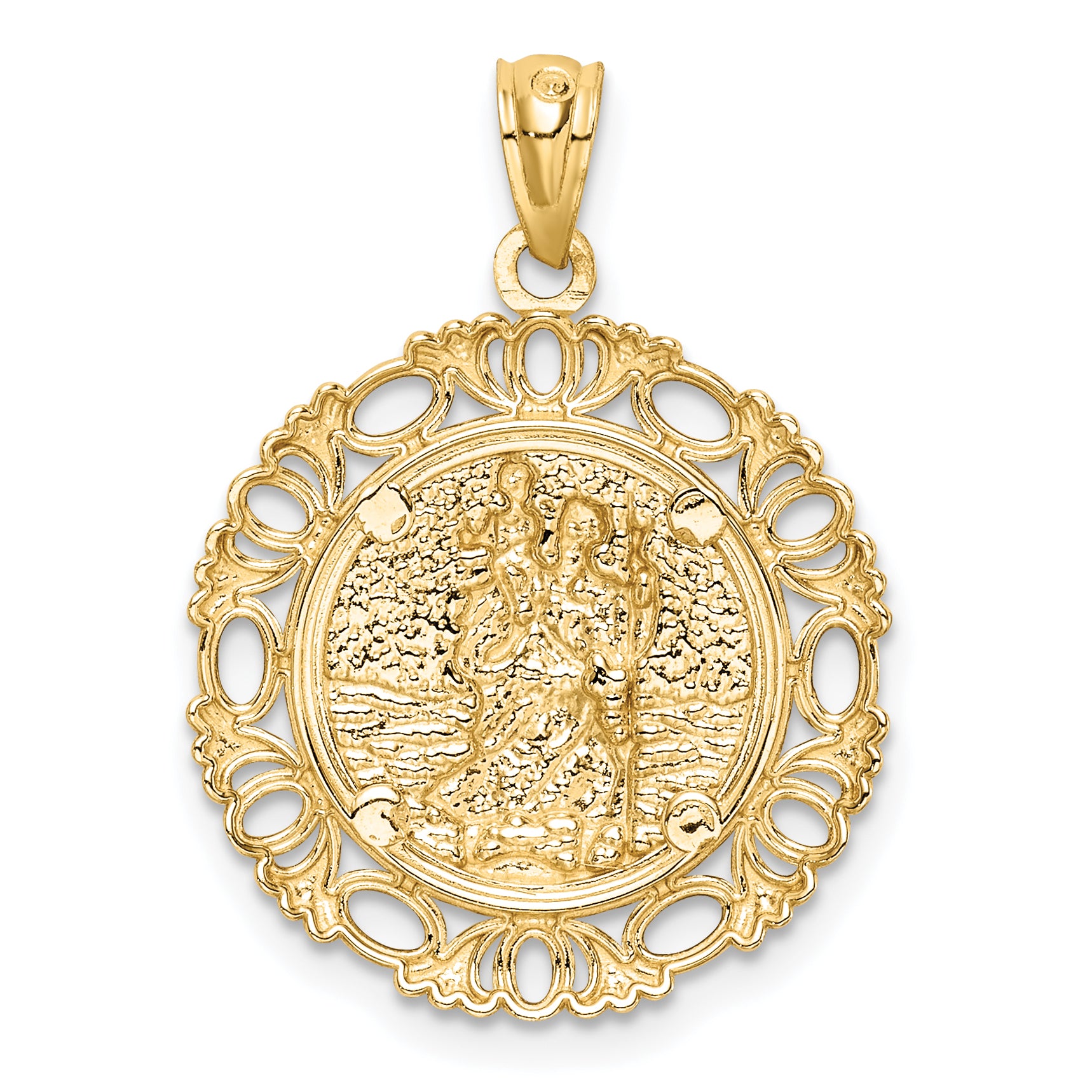 14K w/ Rhodium St. Christopher Medal