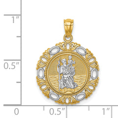 14K w/ Rhodium St. Christopher Medal