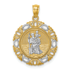 14K w/ Rhodium St. Christopher Medal