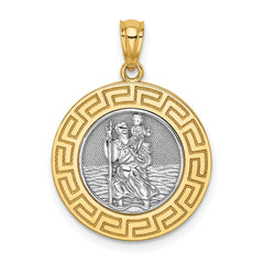 14K w/ Rhodium St. Christopher Medal