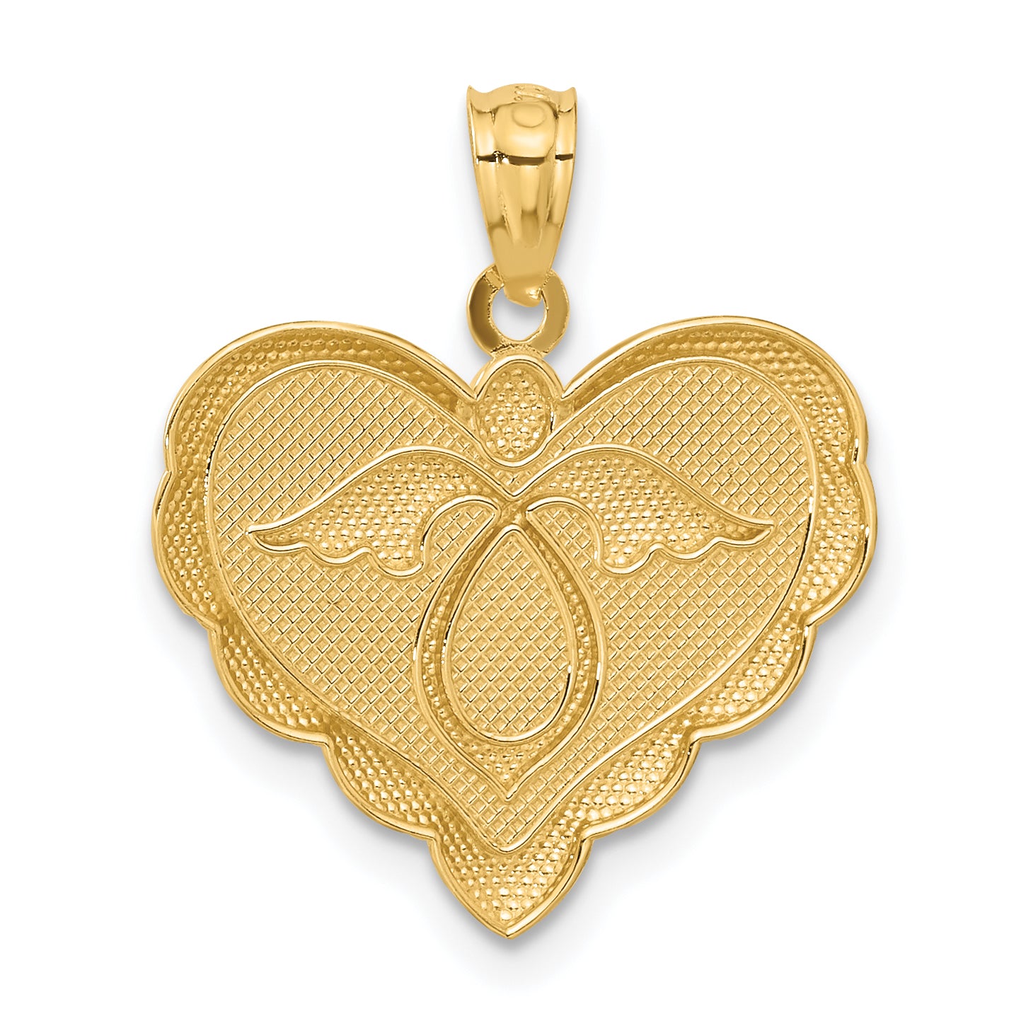 14K Yellow Gold Angel in Heart Pendant