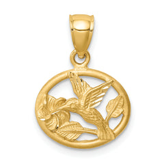 14K D/C Brushed Hummingbird Pendant