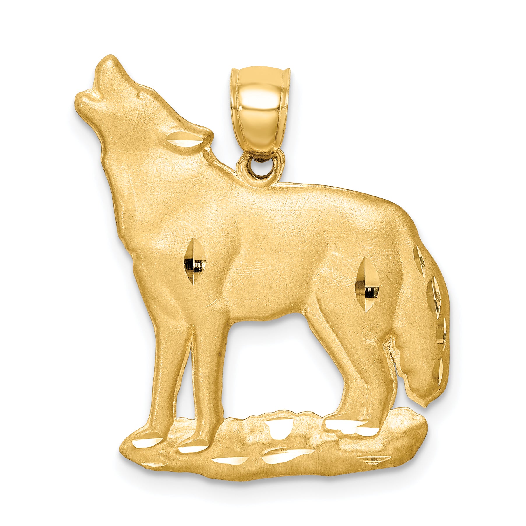 14K Brushed D/C Wolf Pendant