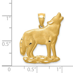 14K Brushed D/C Wolf Pendant