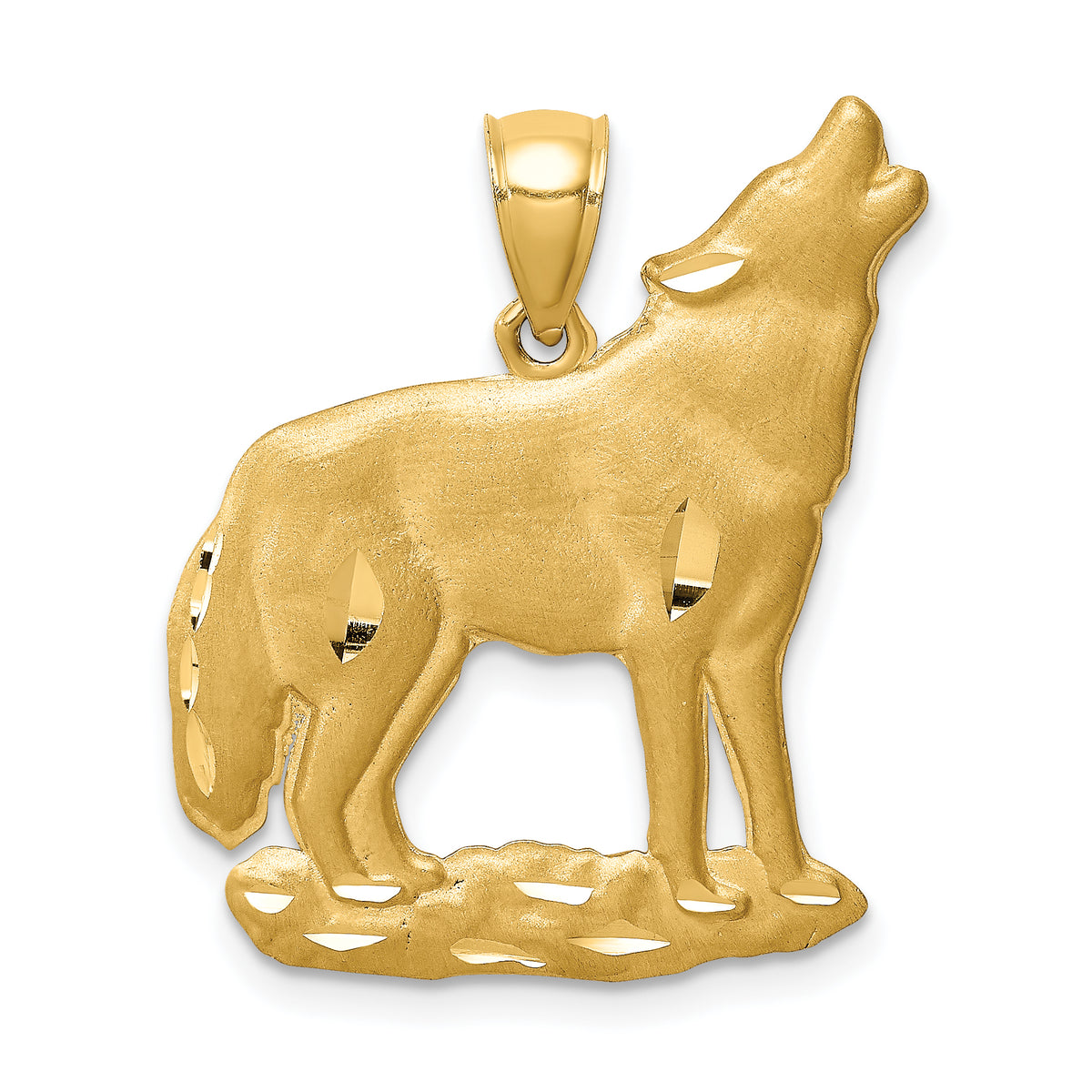 14K Brushed D/C Wolf Pendant