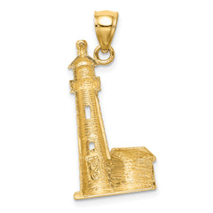 14K Brushed D/C Lighthouse Pendant