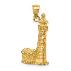 14K Brushed D/C Lighthouse Pendant