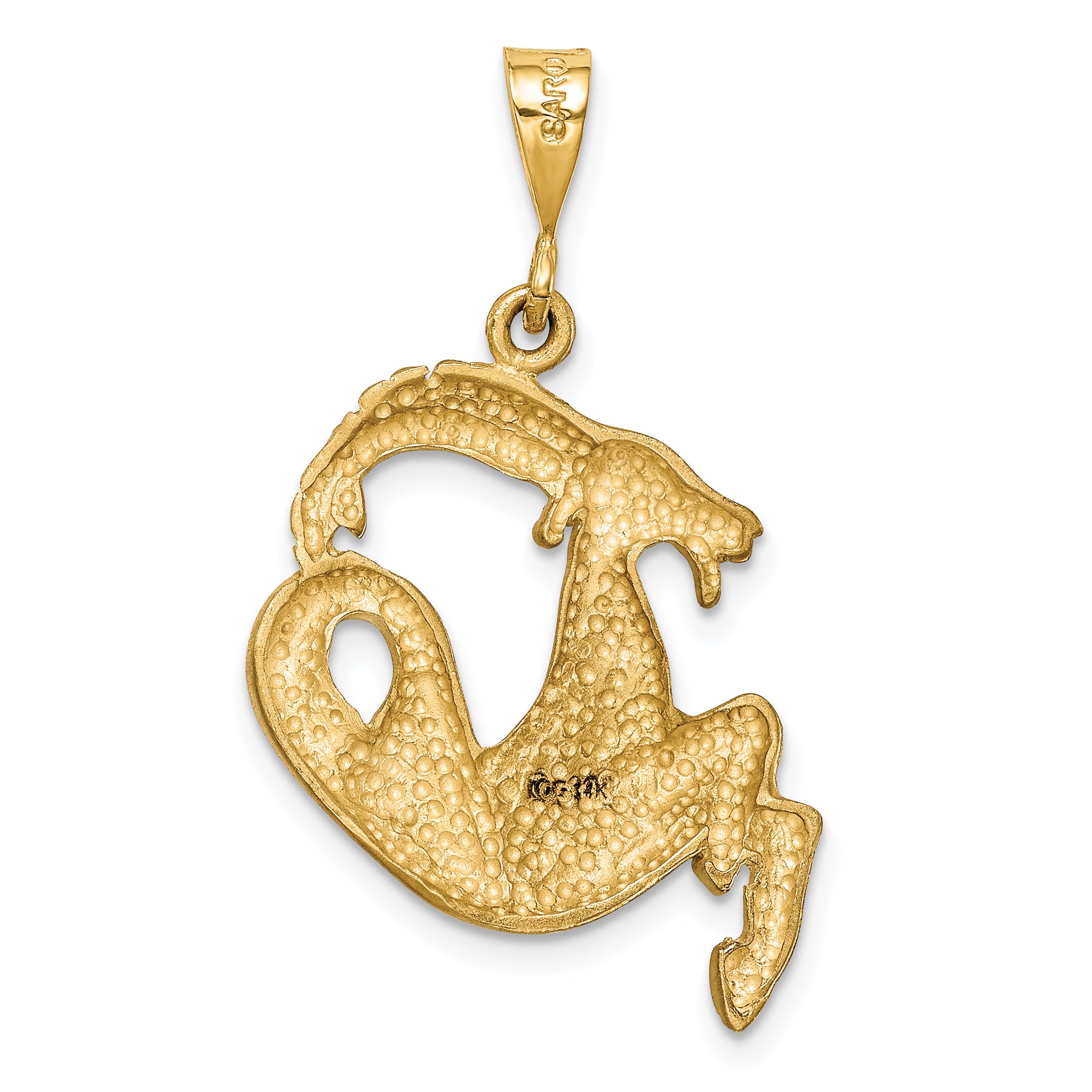 14K Gold Satin Diamond-Cut Capricorn Zodiac Charm  Elegant & Themed Pendant