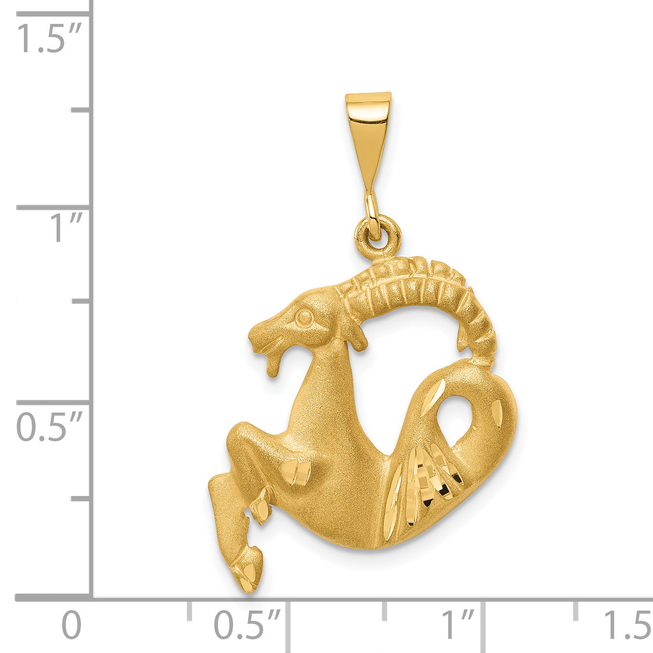 14K Gold Satin Diamond-Cut Capricorn Zodiac Charm  Elegant & Themed Pendant