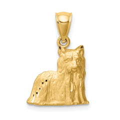 14K Diamond-cut Yorkshire Terrier Pendant