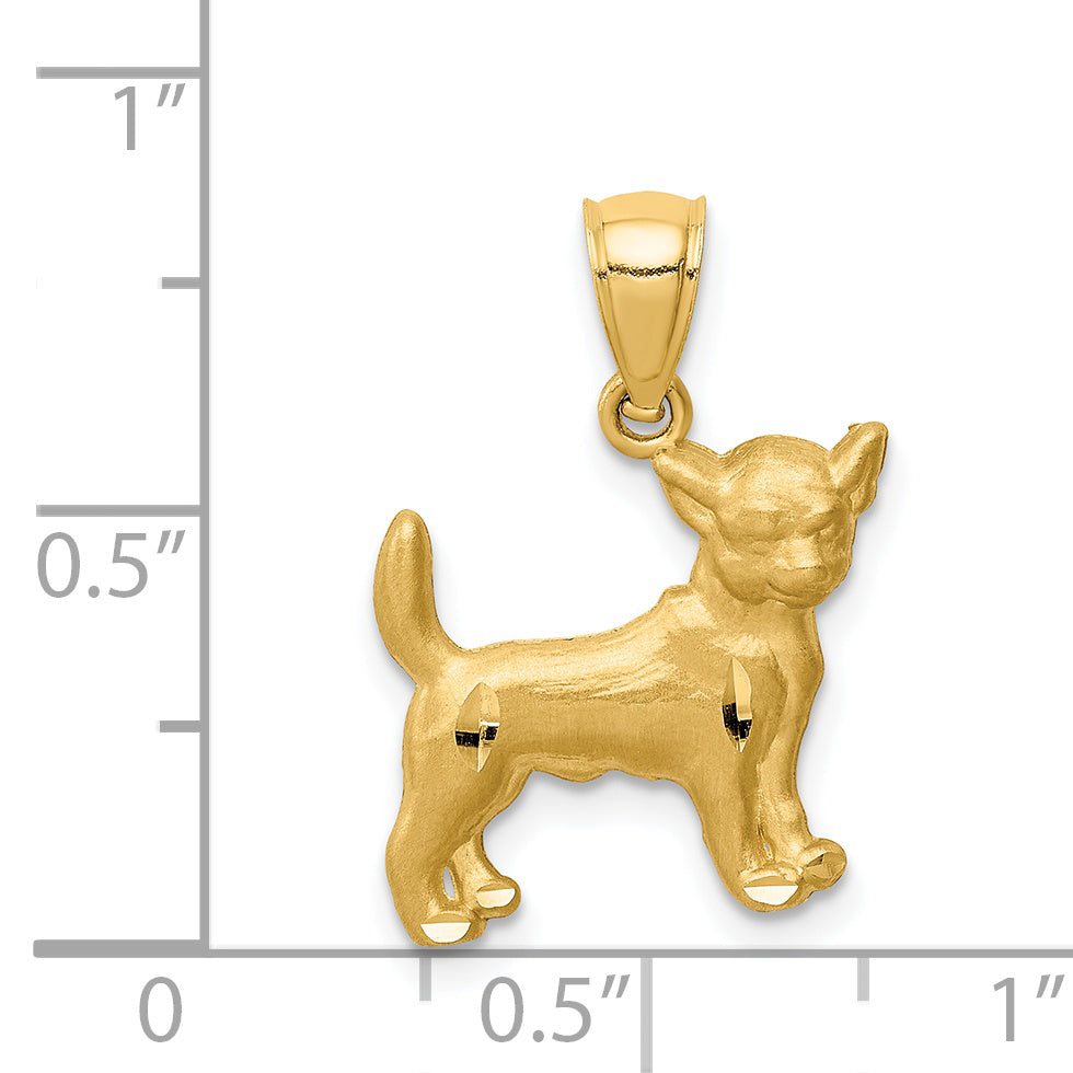 14K Diamond-cut Chihuahua Pendant