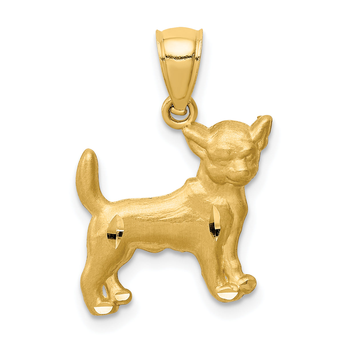 14K Diamond-cut Chihuahua Pendant