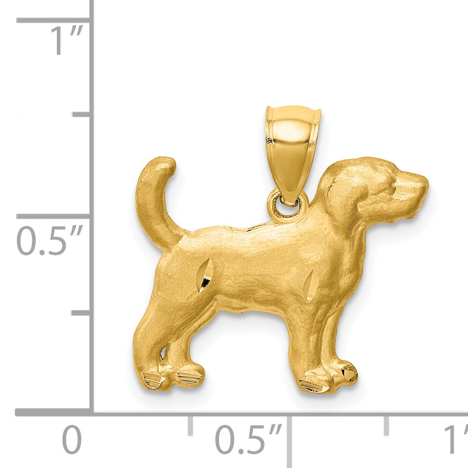 14K Diamond-cut Beagle Pendant