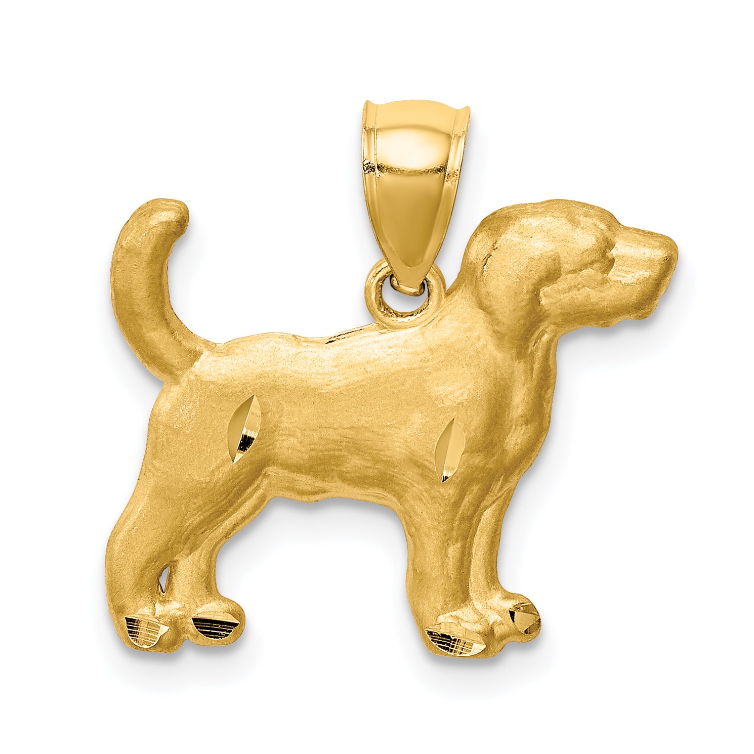 14K Diamond-cut Beagle Pendant