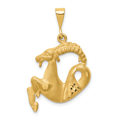 14k Satin Diamond-cut Capricorn Zodiac Charm