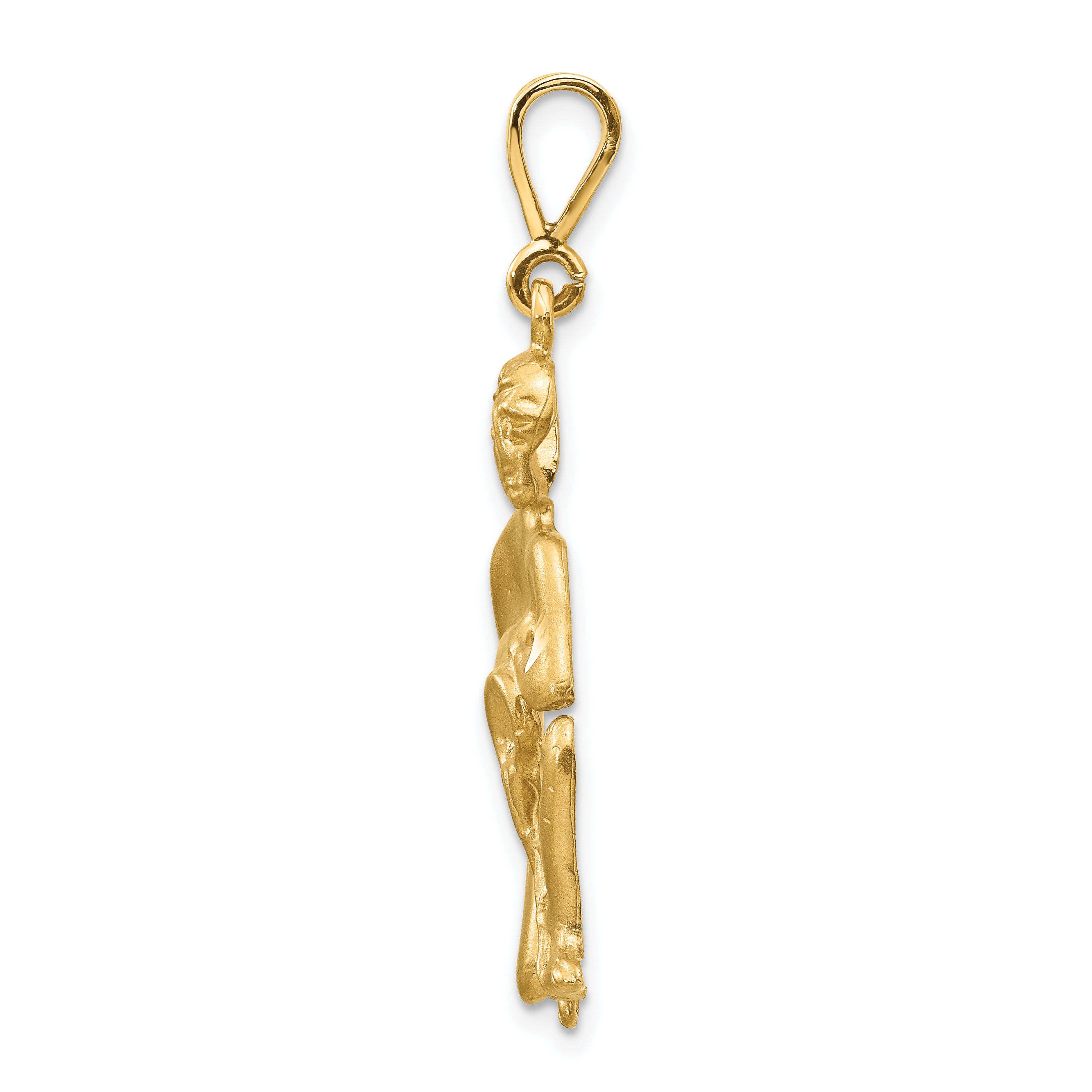 14k Satin Diamond-cut Aquarius Zodiac Charm