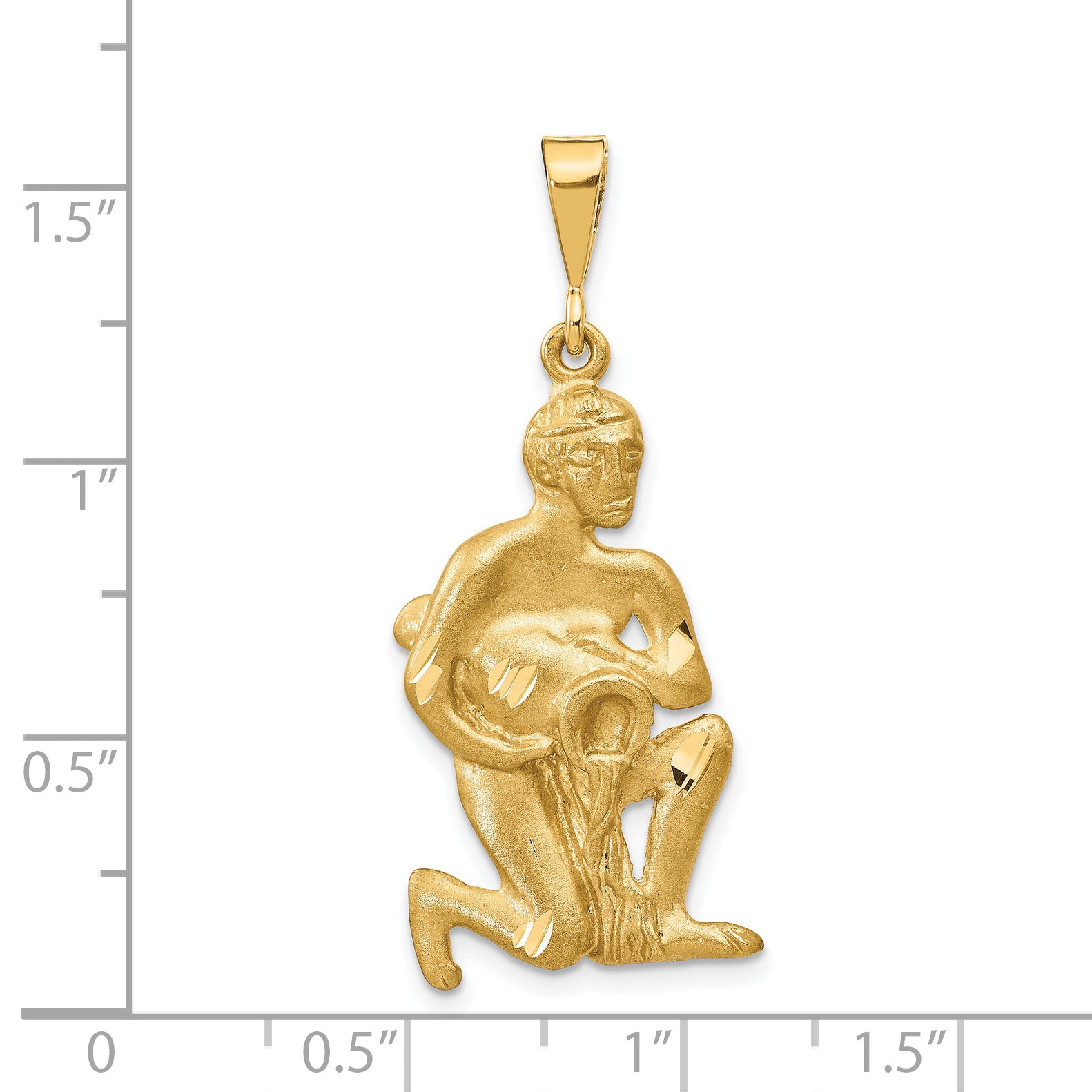 14k Satin Diamond-cut Aquarius Zodiac Charm