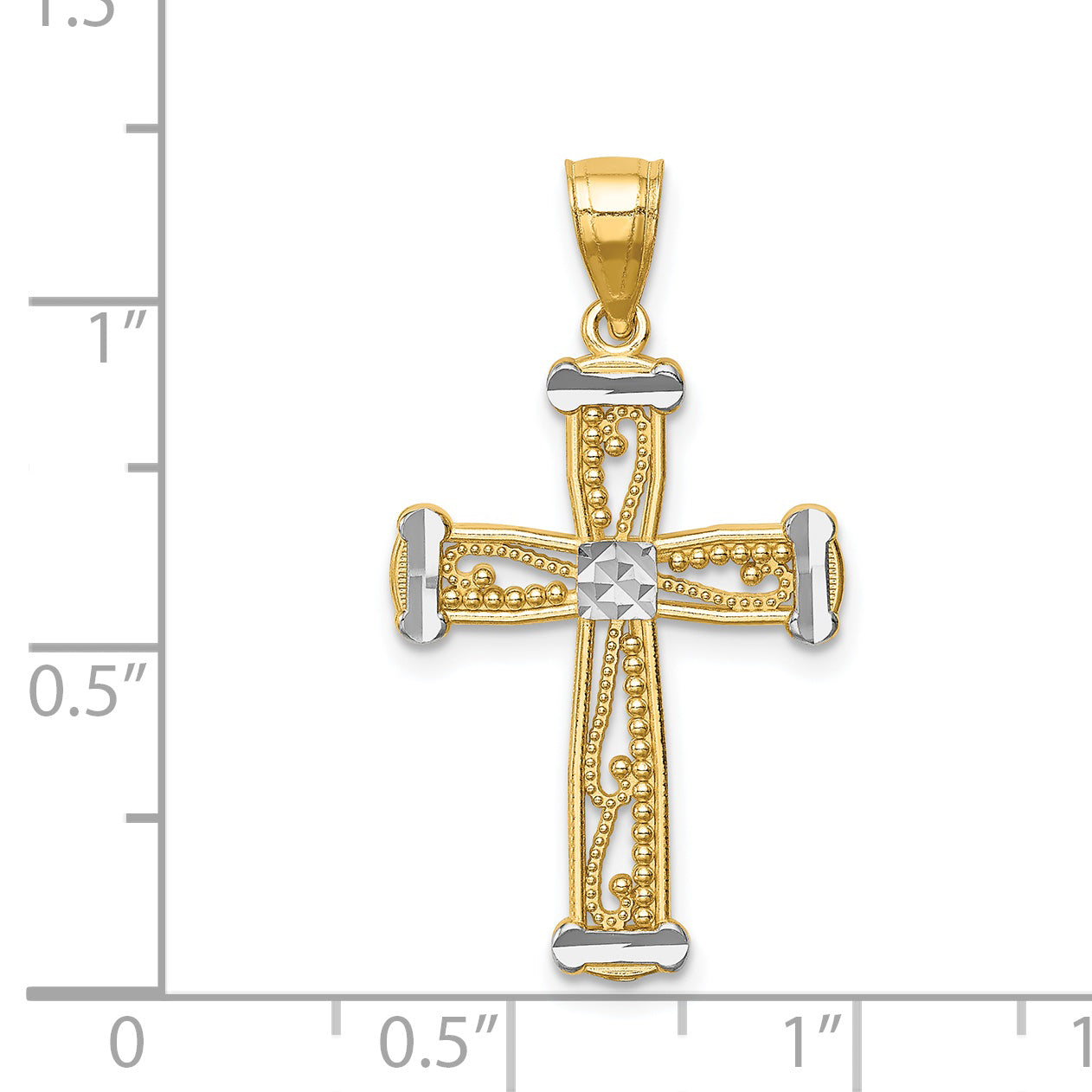 14K w/Rhodium Cross Pendant