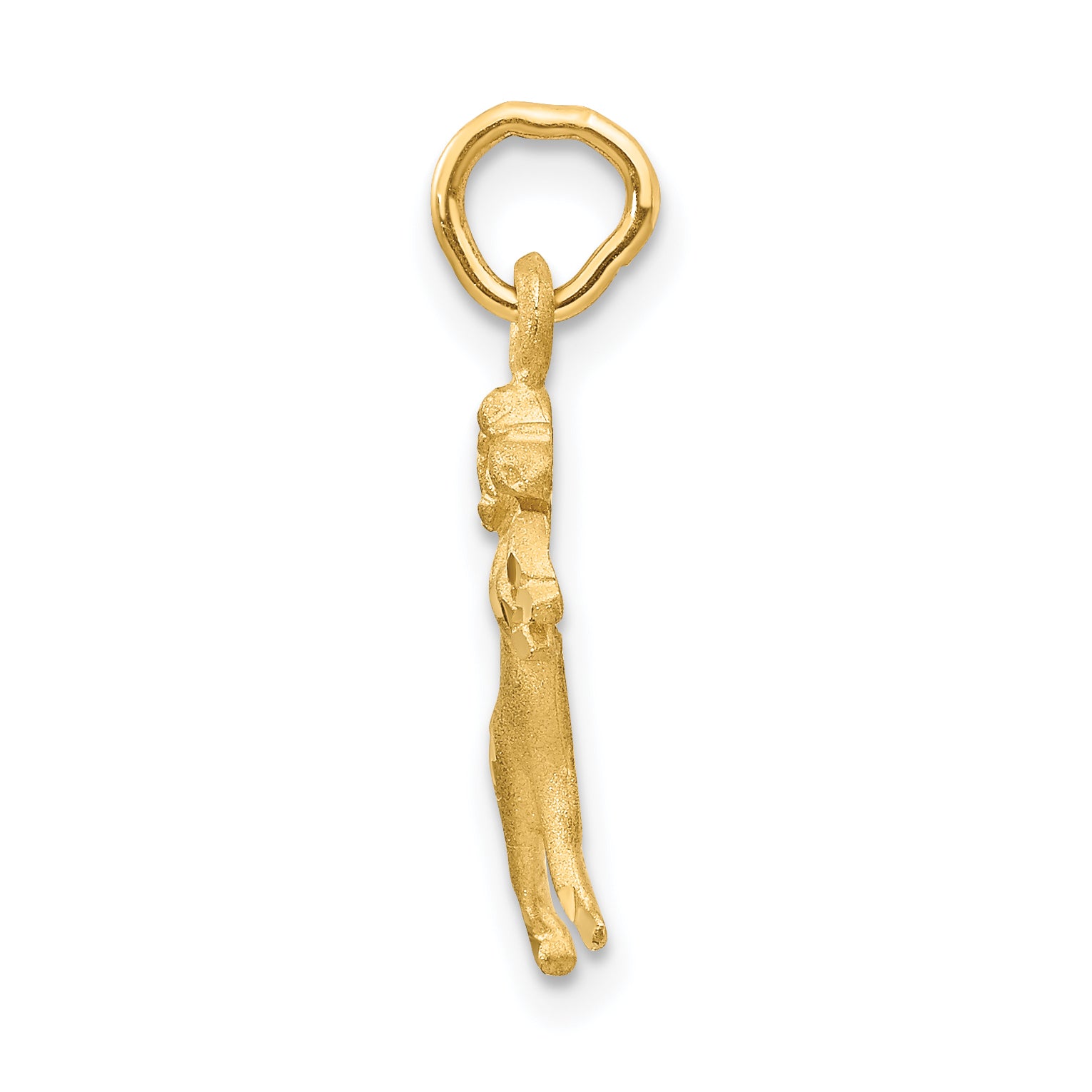 14k Gold Aries Zodiac Charm with Satin Diamond-Cut Finish