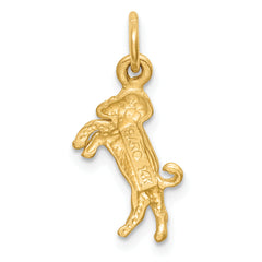 14k Gold Aries Zodiac Charm with Satin Diamond-Cut Finish