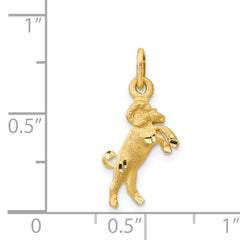 14k Gold Aries Zodiac Charm with Satin Diamond-Cut Finish