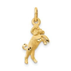 14k Satin Diamond-cut Aries Zodiac Charm