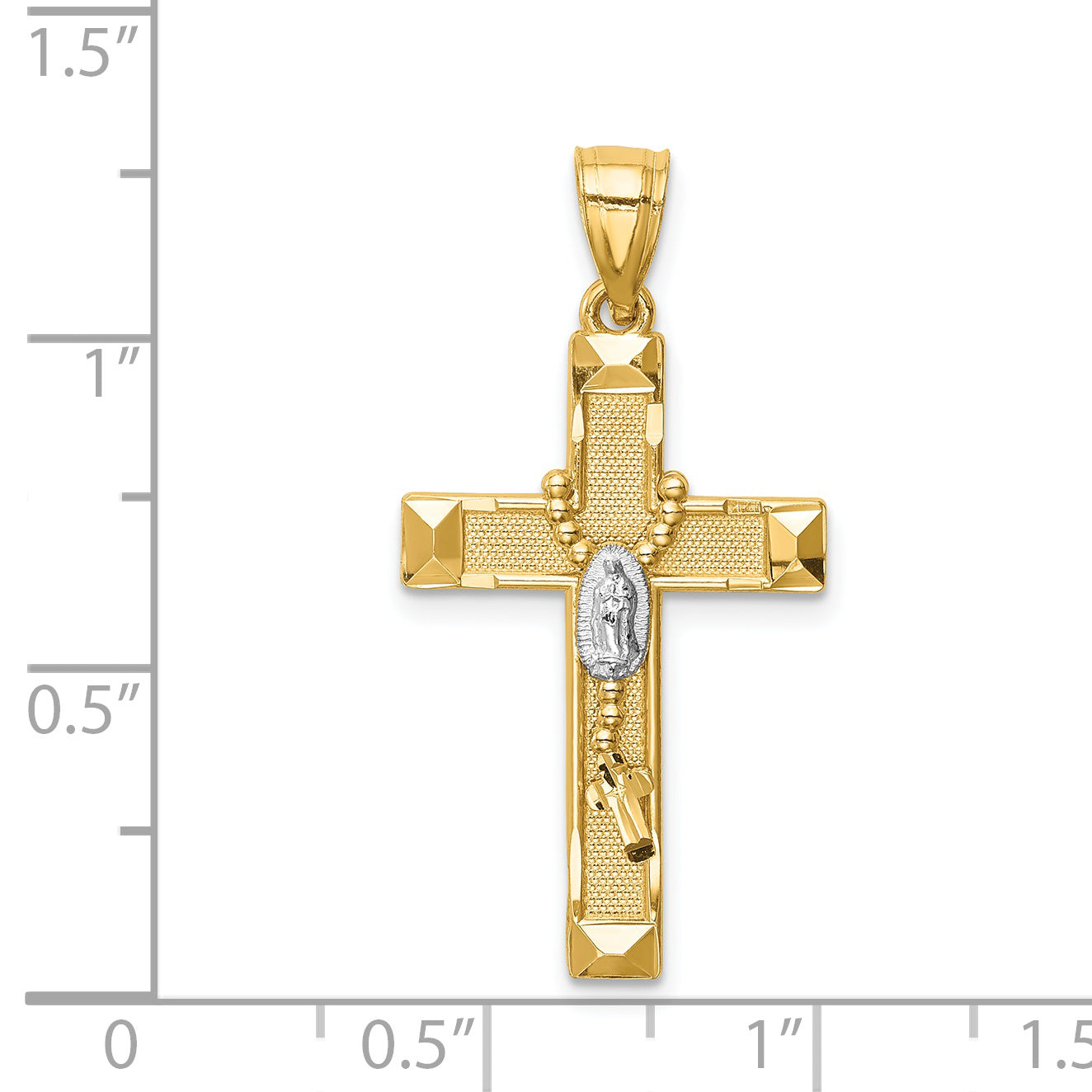 14K w/Rhodium Cross w/Rosary Pendant