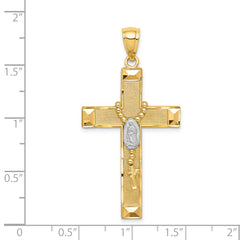 14K w/Rhodium Cross w/Rosary Pendant