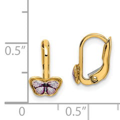 14K Children's Enamel Butterfly Hoop Earrings