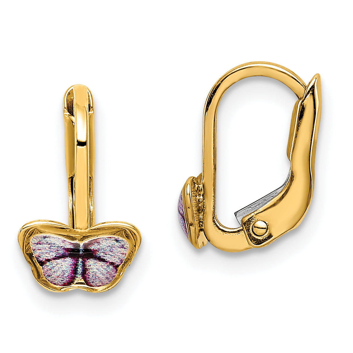 14K Children's Enamel Butterfly Hoop Earrings