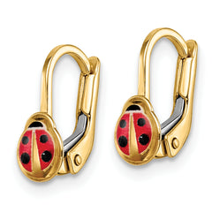 14K Children's Enamel Ladybug Leverback Earrings