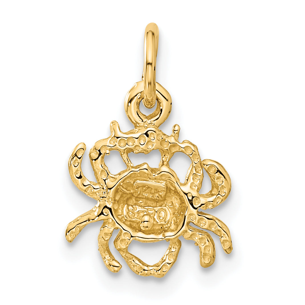 14K Gold Satin Diamond-Cut Cancer Zodiac Charm – Elegant and Themed Design