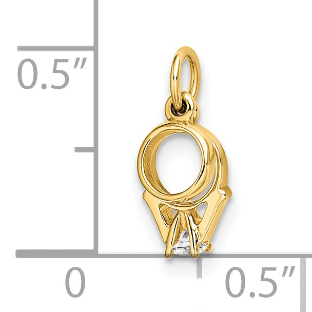 14k CZ Mini 3D Wedding Ring Charm