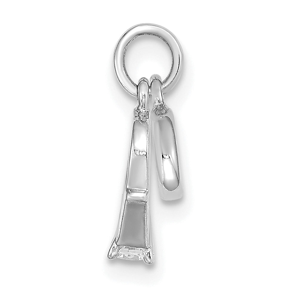 14k White Gold CZ Mini 3D Wedding Ring Charm