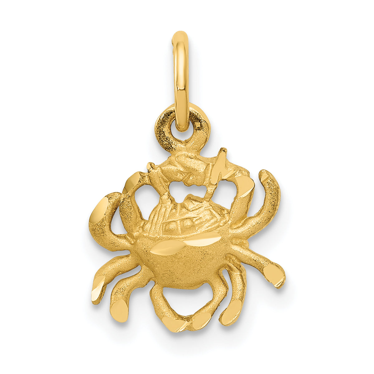 14k Satin Diamond-cut Cancer Zodiac Charm