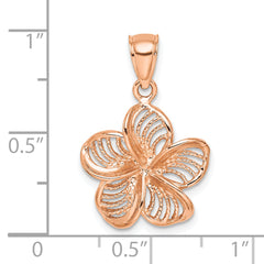 14k Rose Gold Beaded and Polished Plumeria Flower Charm