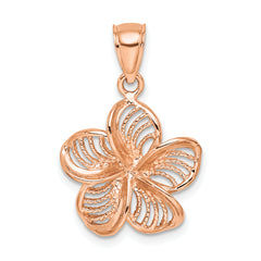 14k Rose Gold Beaded and Polished Plumeria Flower Charm