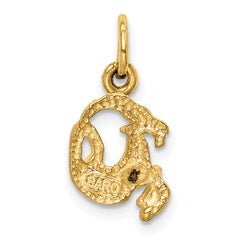 14K Gold Satin Diamond-Cut Capricorn Zodiac Charm  Elegant and Unique Design