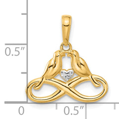 14K and White Rhodium D/C Infinity Love Birds Pendant