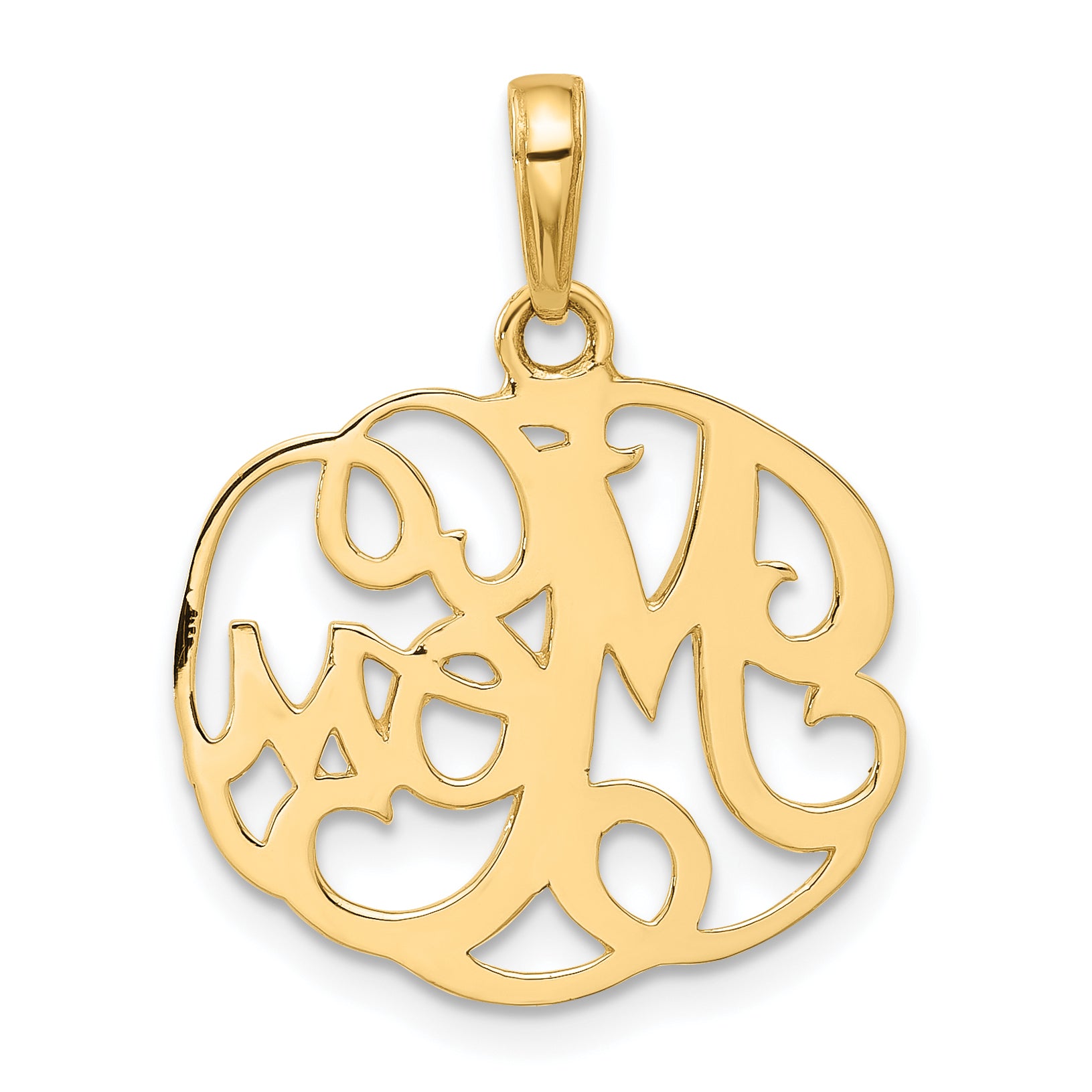 14k and White Rhodium D/C Mom in Fancy Pendant