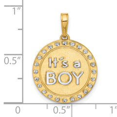 14k and White Rhodium D/C It's A Boy Pendant