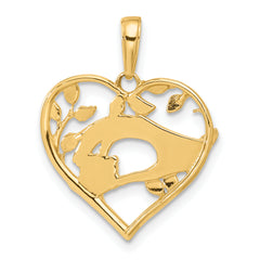 14k and White Rhodium D/C Mother and Child Hands in Heart Pendant