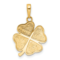 14k and White Rhodium Polished and D/C 4-Leaf Clover Pendant