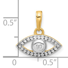 14K and White Rhodium D/C Evil Eye Pendant