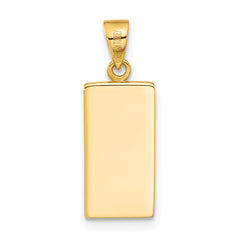 14K Polished Gold Bar Pendant